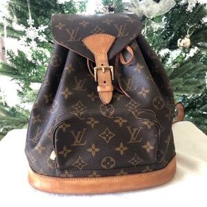 Louis Vuitton Classic Monogram Backpack with Tan Accents